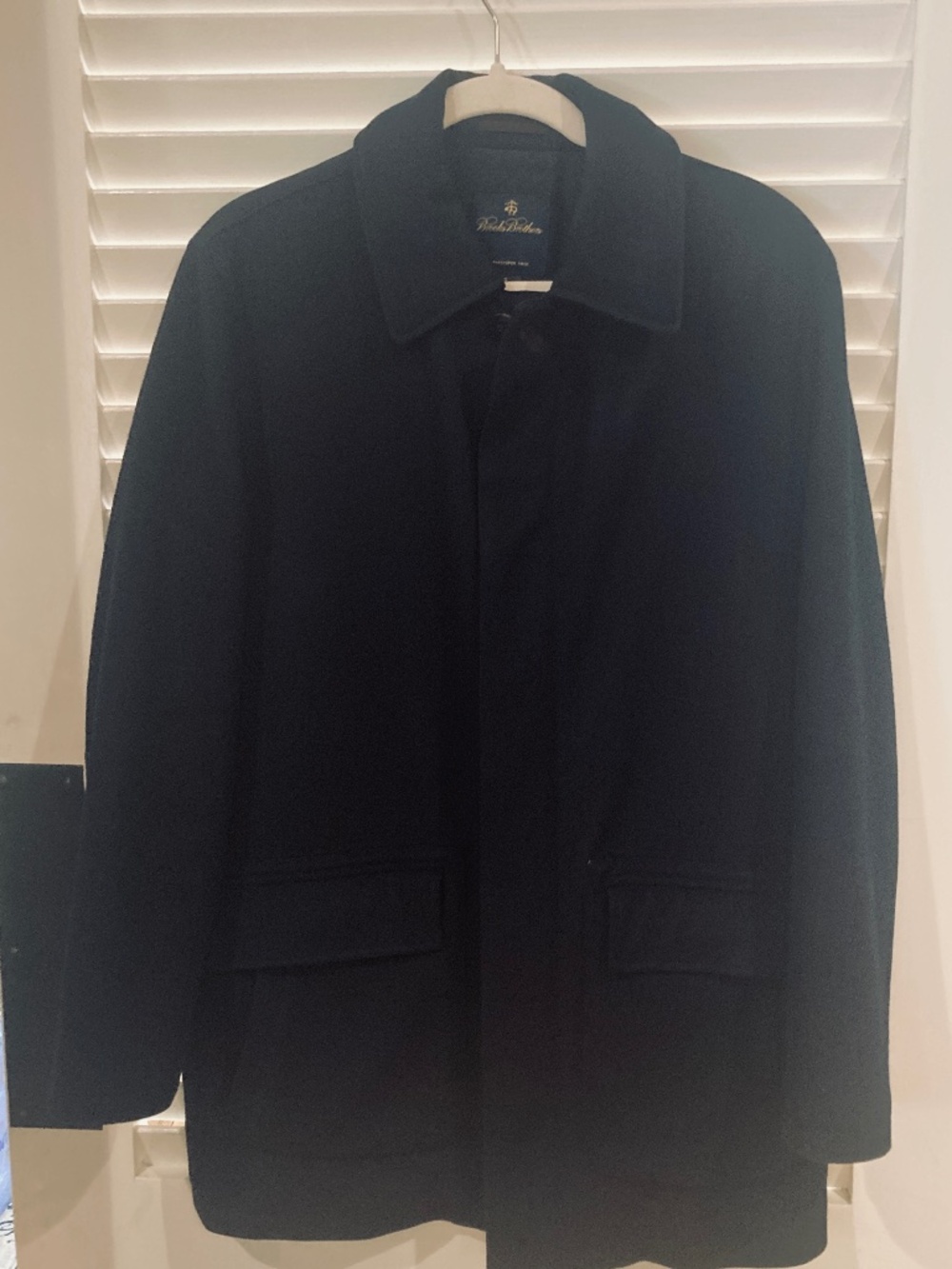 Brooks Brothers Men’s 100% Wool Car Coat Size Small Navy Italian Fabric